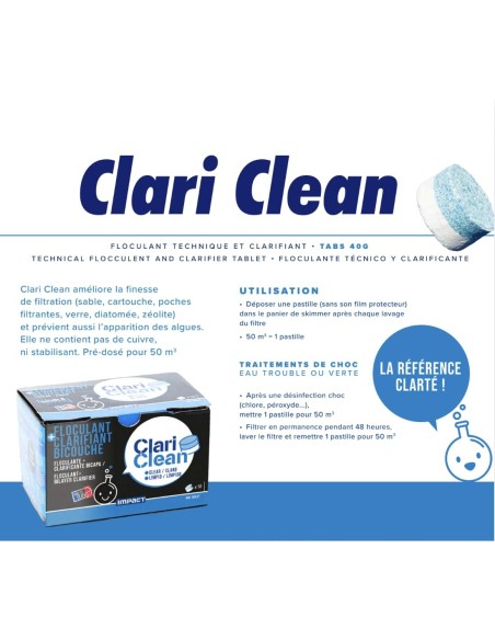 Klarningstabletter med algförebyggande Impact Clari Clean – ask med 10 tabletter à 40 g