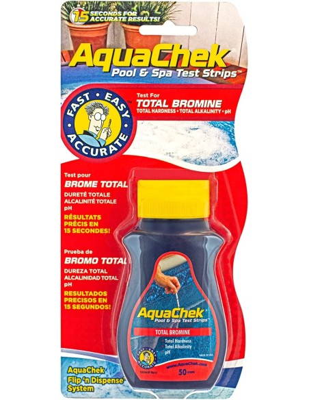 Aquachek rouge 4 en 1 BROMINE (x50 bandelettes) pour piscines et spas